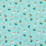 Summer Party Stretch Cotton Jersey Fabric Dressmaking Girls Boys Children Childrenswear OEKO TEX soft pattern print sewing sea beach boats ships material Yachts and Boats