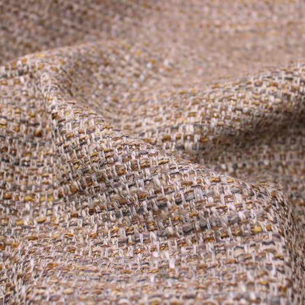 basket weave durable tweed fabric  Gold Brown