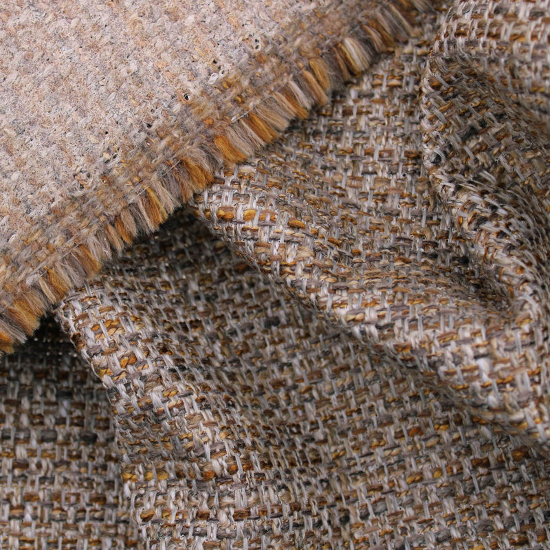 basket weave durable tweed fabric  Gold Brown