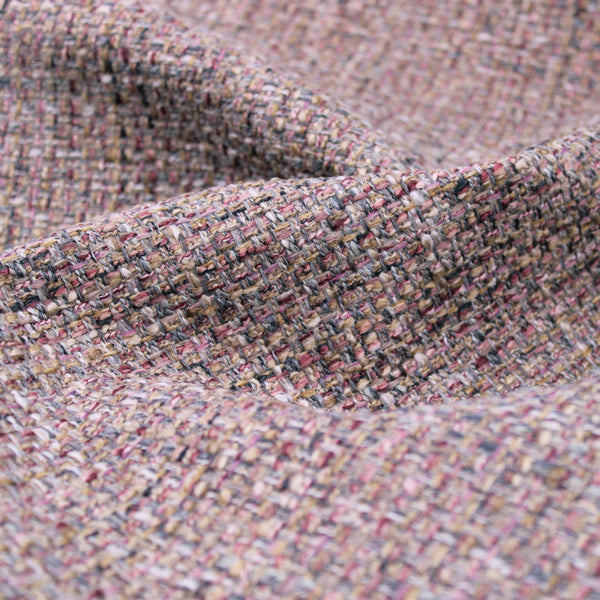 basket weave durable tweed fabric  Gold Pink
