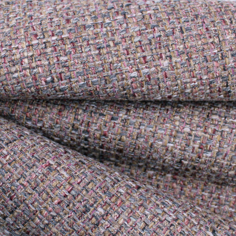 basket weave durable tweed fabric  Gold Pink