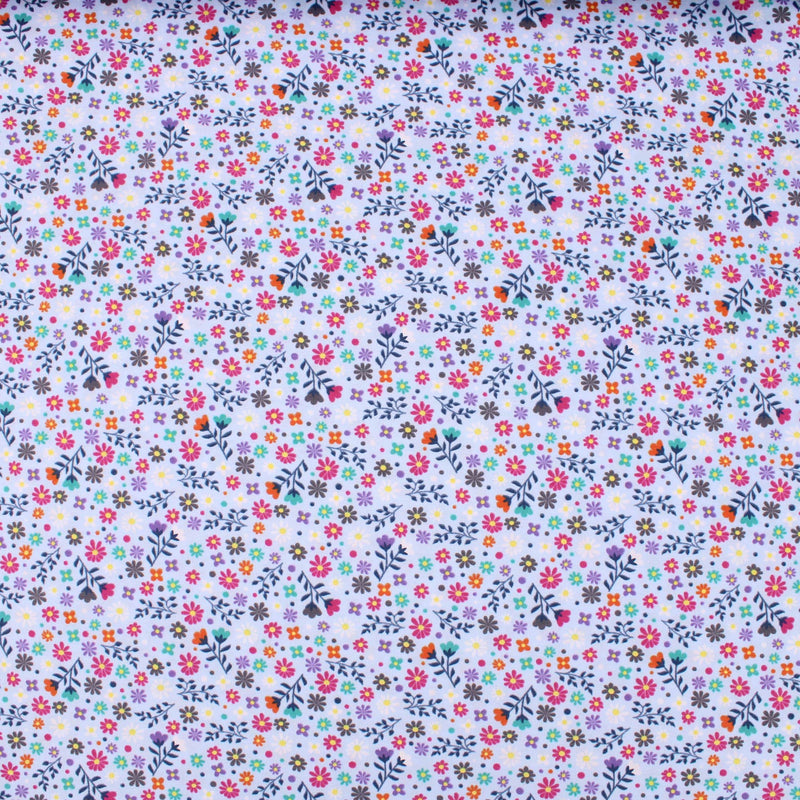 floral print cotton jersey stretch soft fabric Blue