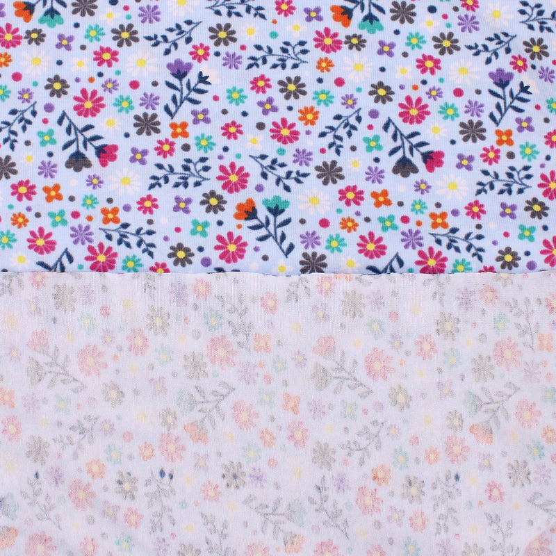 floral print cotton jersey stretch soft fabric Blue