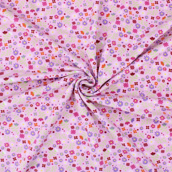 floral print cotton jersey stretch soft fabric Pink
