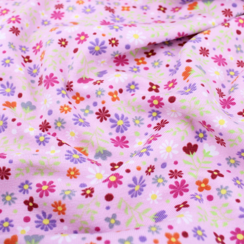 floral print cotton jersey stretch soft fabric Pink