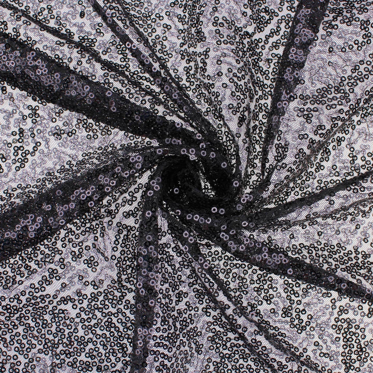 tiny sequins on mesh fabric for party dressmaking Black