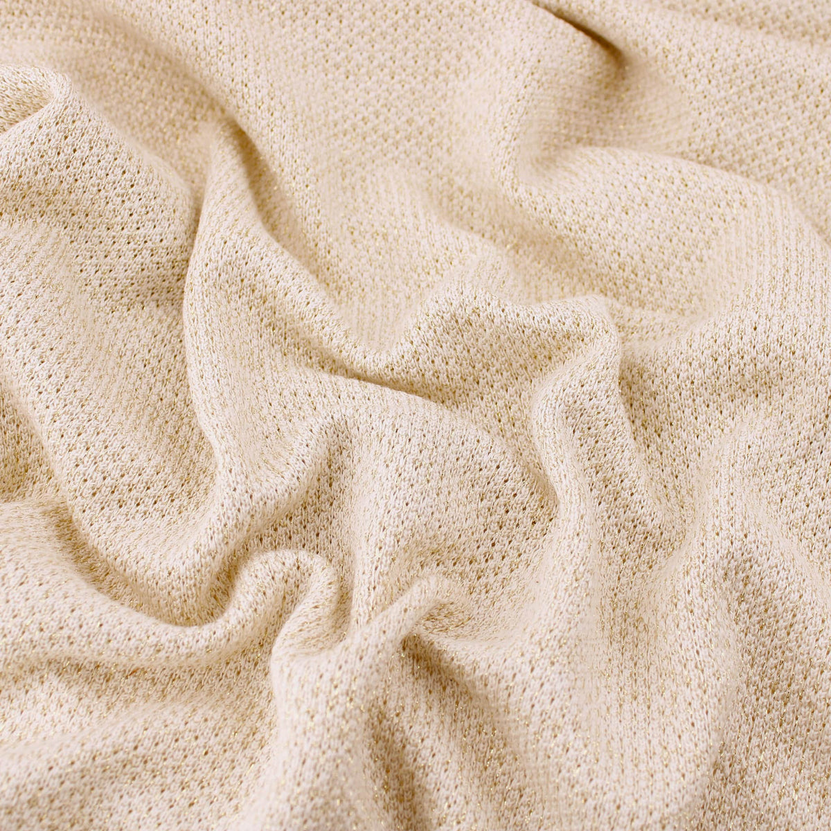 Thick Cotton Modal Lurex Stretch Knit Fabric Textured Jumper Sweater Warm Material  Cream