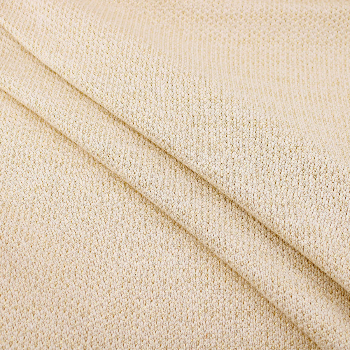 Thick Cotton Modal Lurex Stretch Knit Fabric Textured Jumper Sweater Warm Material  Cream