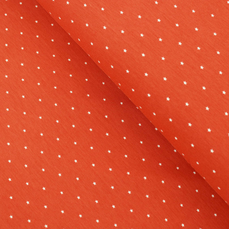 Tiny Little Stars Cotton Jersey Print Dressmaking Fabric Material Kids OEKO TEX Jersey Stretch spandex Nightwear Pyjamas Knit soft Brique