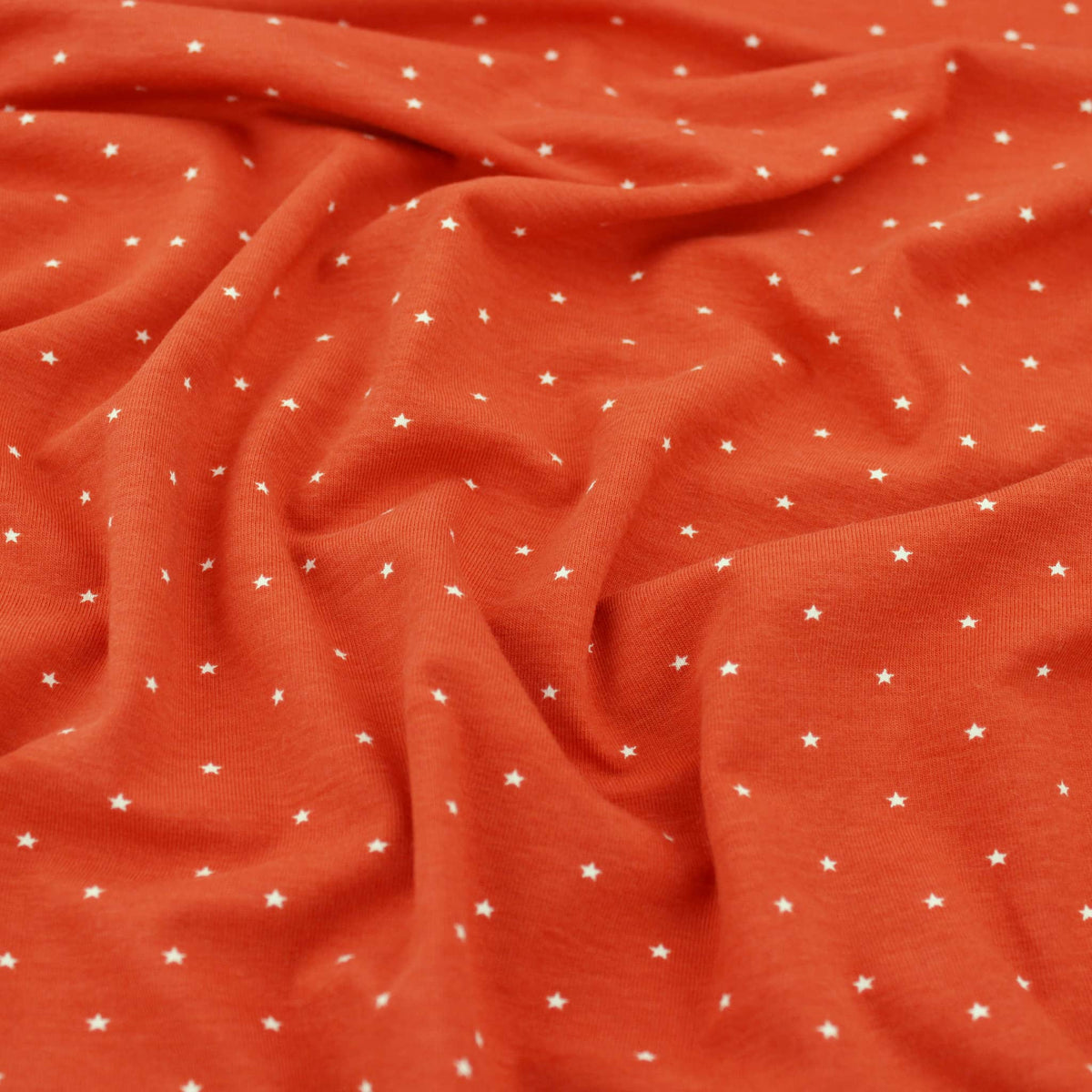 Tiny Little Stars Cotton Jersey Print Dressmaking Fabric Material Kids OEKO TEX Jersey Stretch spandex Nightwear Pyjamas Knit soft Brique