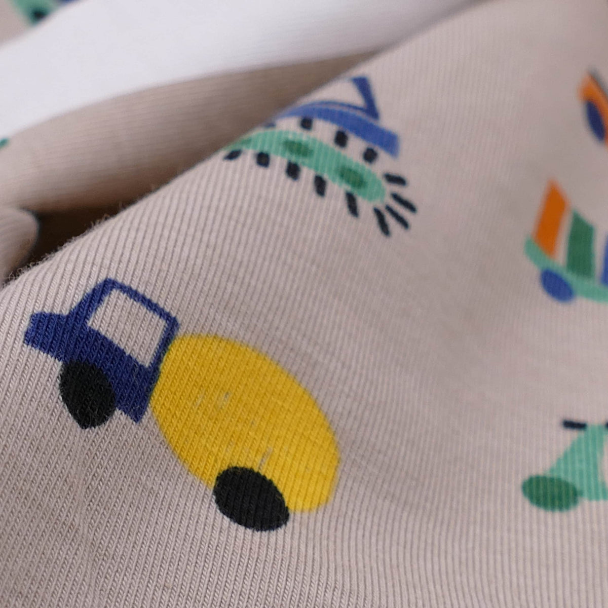 soft stretch organic cotton jersey kids children fabric Traffic Sand