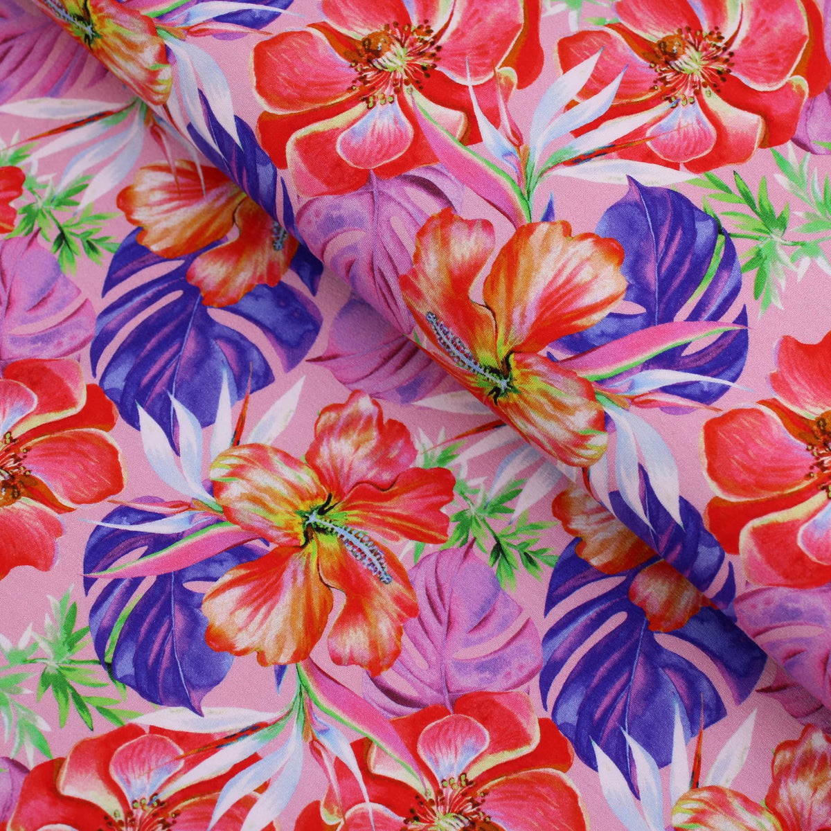 Tropical Flower Bloom Cotton Jersey Print Dressmaking Fabric Material Kids OEKO TEX Jersey Stretch spandex Nightwear Pyjamas floral women Knit soft Rose