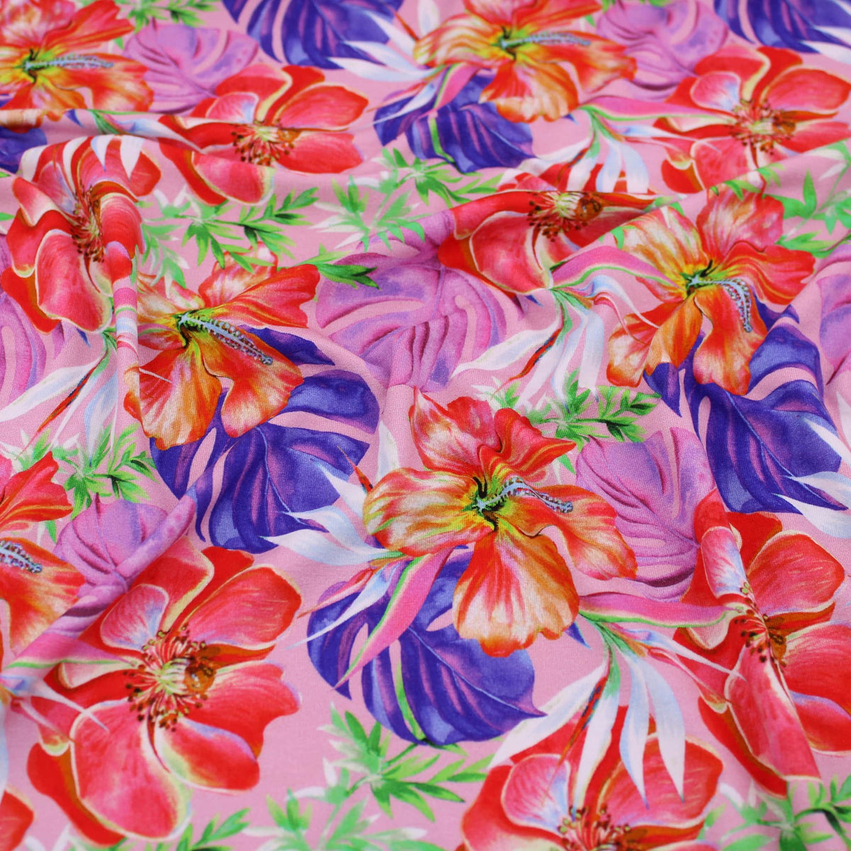 Tropical Flower Bloom Cotton Jersey Print Dressmaking Fabric Material Kids OEKO TEX Jersey Stretch spandex Nightwear Pyjamas floral women Knit soft Rose