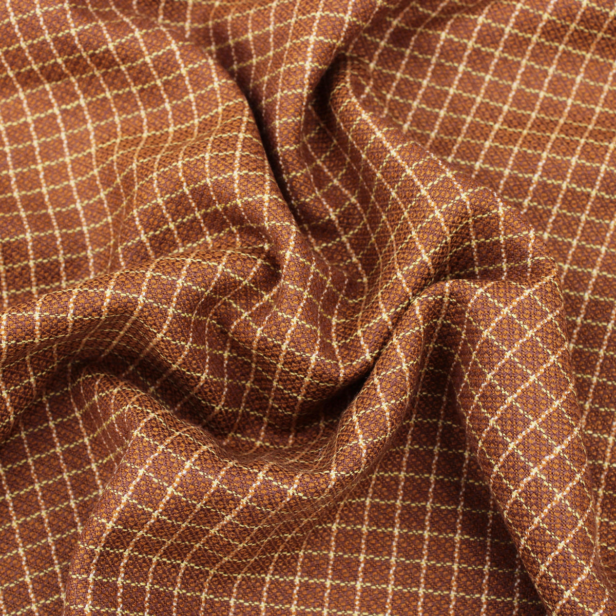 pure wool checked tailoring fabric Warm Brown