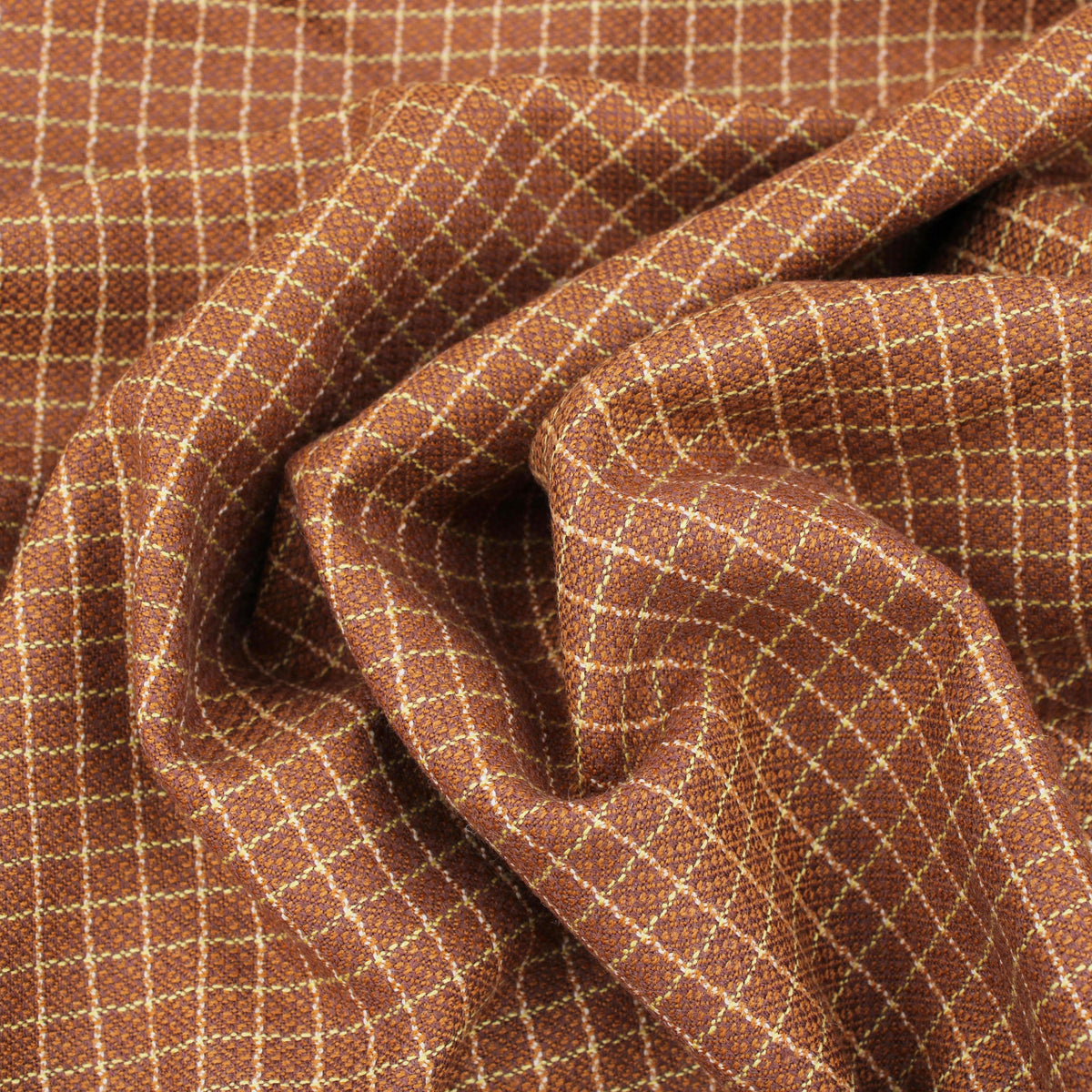 pure wool checked tailoring fabric Warm Brown