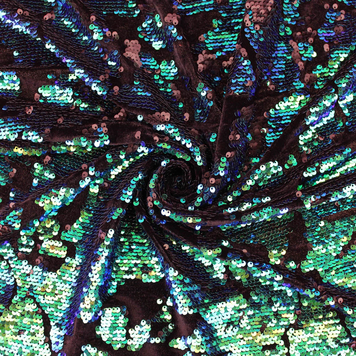 changing tone medium sequins on black velvet fabric Turquoise