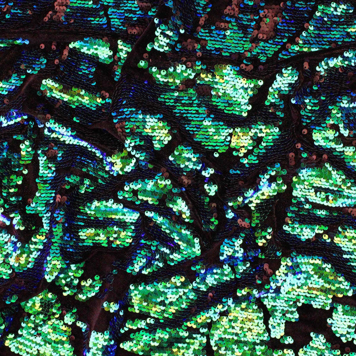 changing tone medium sequins on black velvet fabric Turquoise