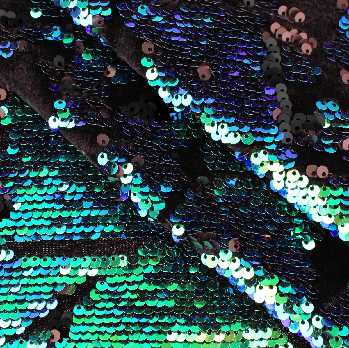 changing tone medium sequins on black velvet fabric Turquoise