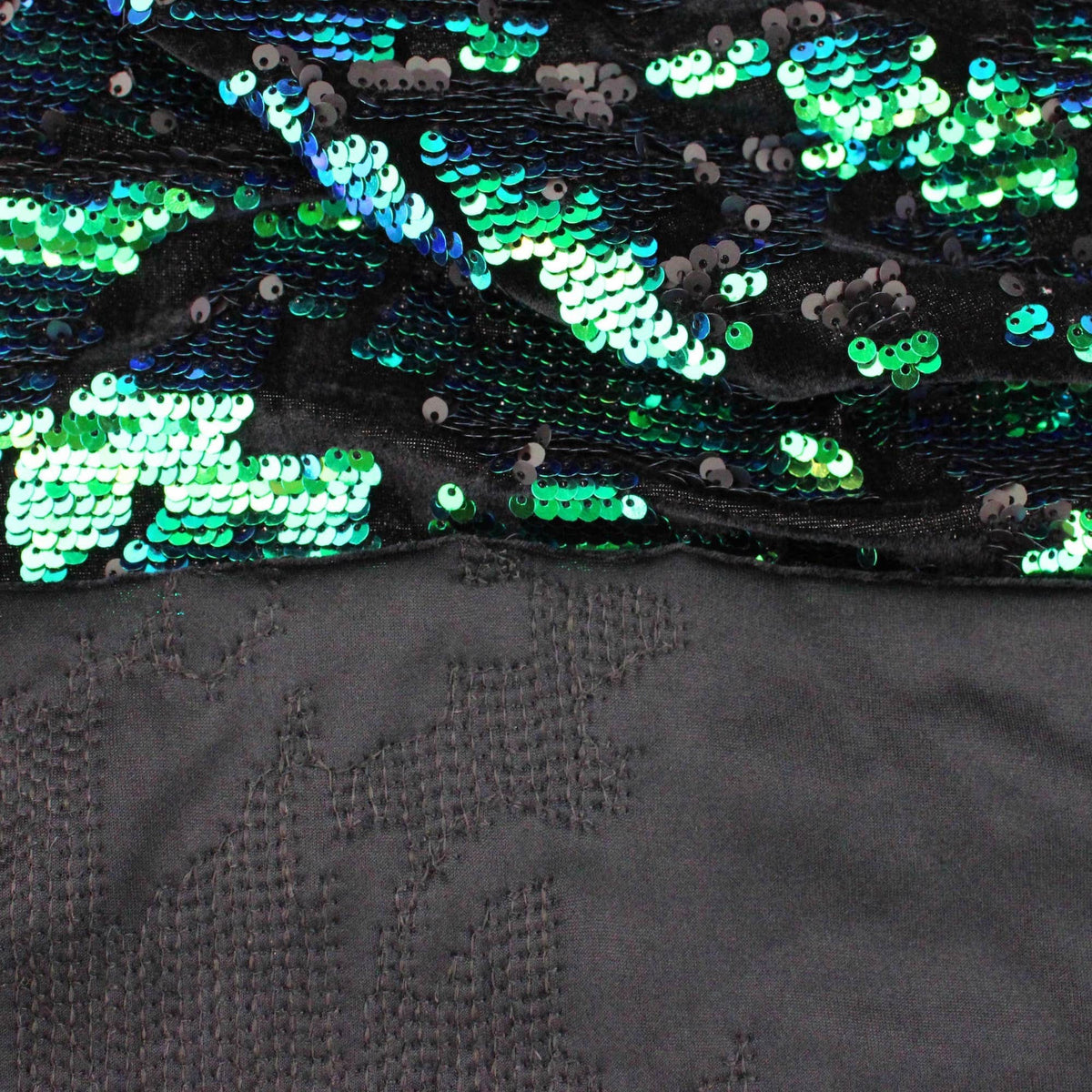 changing tone medium sequins on black velvet fabric Turquoise