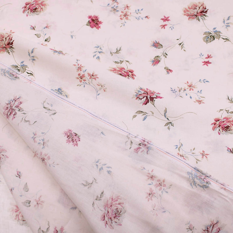 Vintage Flowers Linen Viscose Florals Pattern Dressmaking Women Fabric material sustainable woven Print  Natural