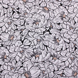 Viscose Challis Black and White Flowers Dressmaking Fabric Material Blouse Dress Natural Floral Pattern Print Women  Lizzy