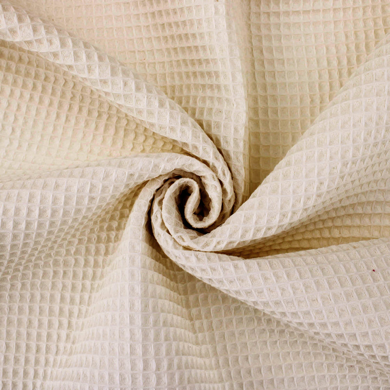 HomeBuy Cotton Waffle Pique Honeycombe Fabric Material - 150Cm Wide - Ecru  Cream
