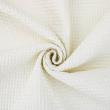 soft towelling woven cotton waffle fabric  Ivory