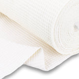 soft towelling woven cotton waffle fabric  Ivory