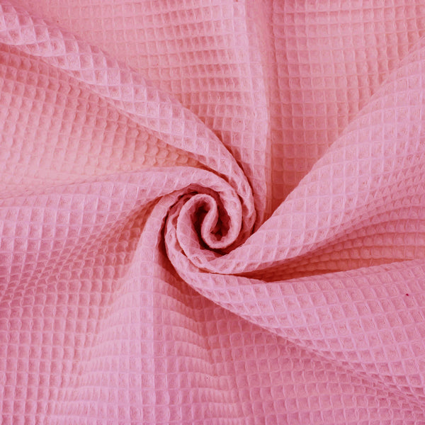 soft towelling woven cotton waffle fabric Pink