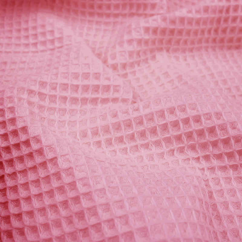 soft towelling woven cotton waffle fabric Pink