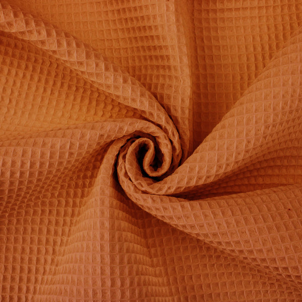 soft towelling woven cotton waffle fabric  Rust