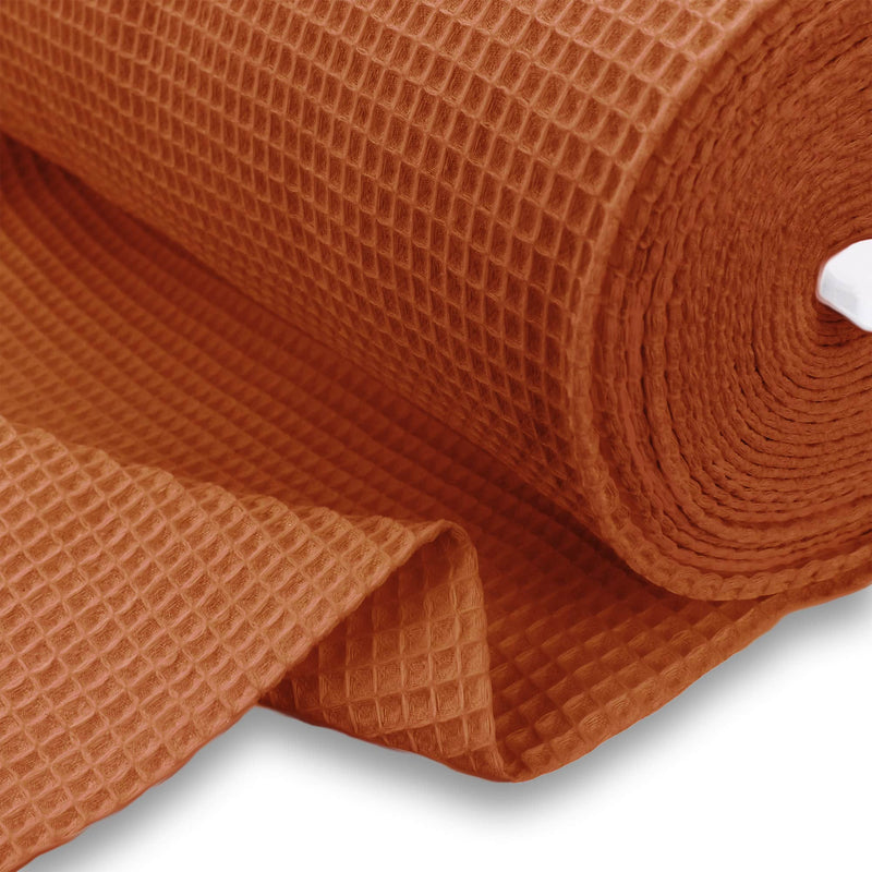 soft towelling woven cotton waffle fabric  Rust
