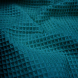 soft towelling woven cotton waffle fabric  Teal