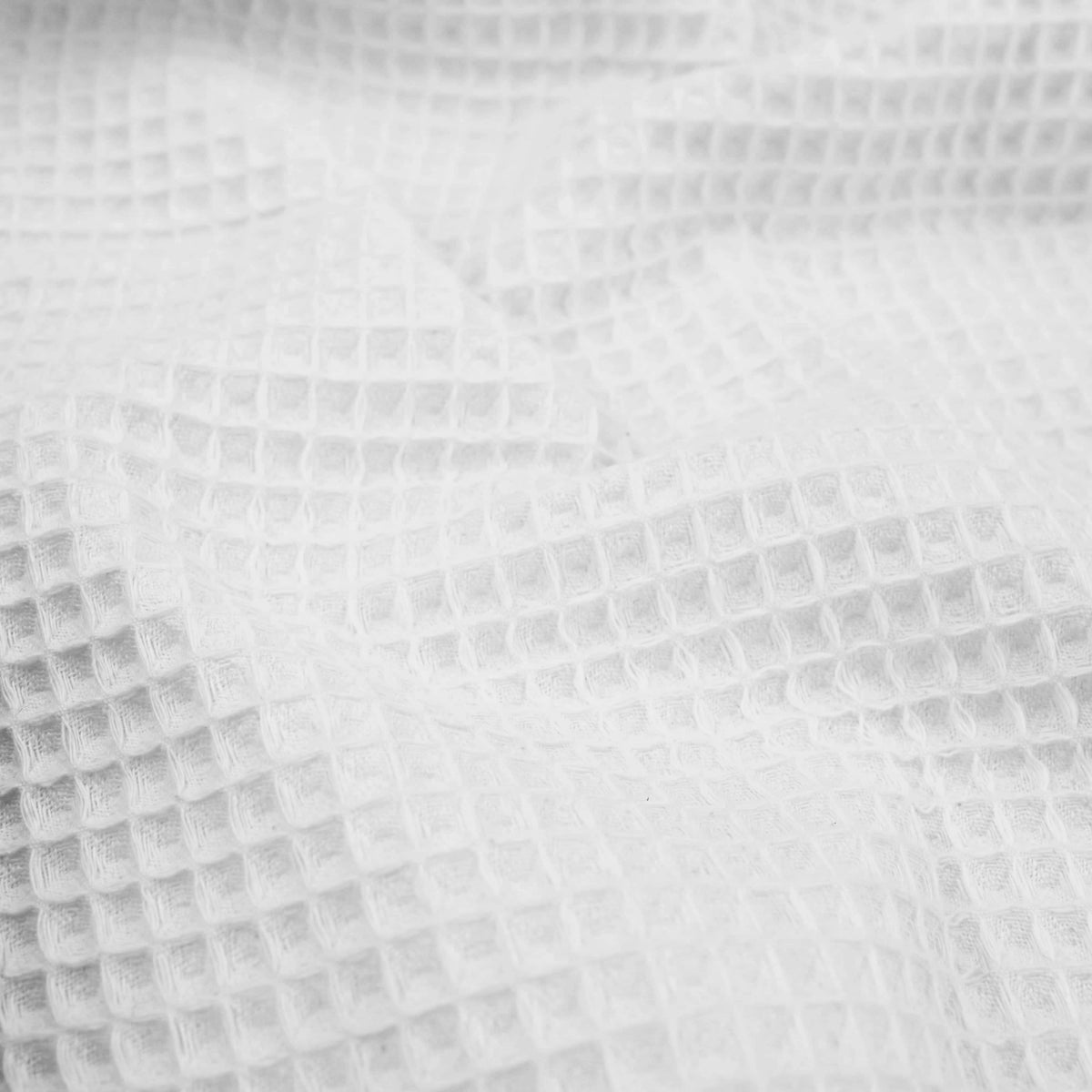 soft towelling woven cotton waffle fabric White