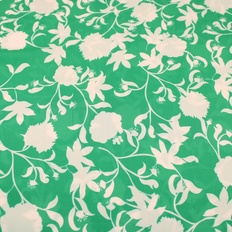 White Foilage On Green Tencel Lawn - Green