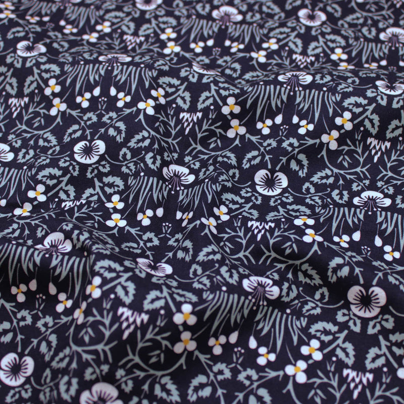 William Morris Natures Dream Organic Cotton Eyebright Midnight Navy Organic Cotton Fabric Eyebright Midnight Navy