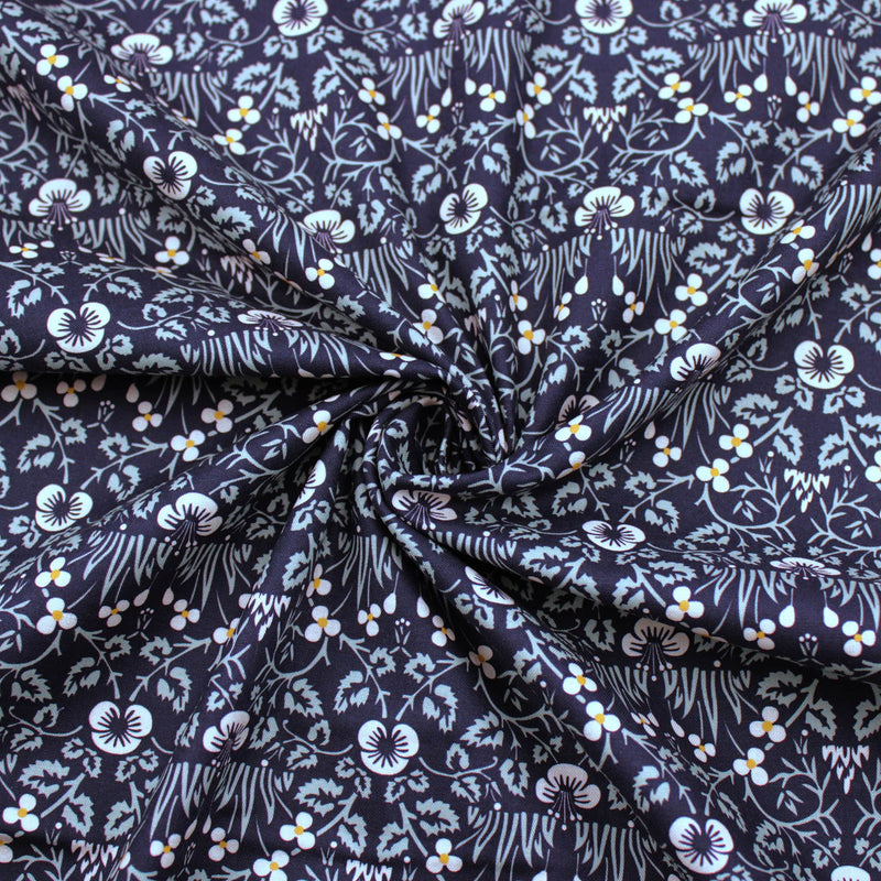 William Morris Natures Dream Organic Cotton Eyebright Midnight Navy Organic Cotton Fabric Eyebright Midnight Navy