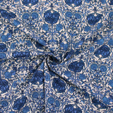 William Morris Lodden Lily Pima Cotton Lawn pattern silky english quilting floral dressmaking soft woven drape lightweight silky fabric material woven Morris & Co Designer Art deco floral flower Royal Navy