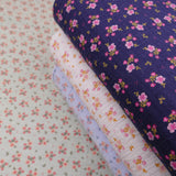 organic 100% cotton double gauze in winterberry floral print Mustard