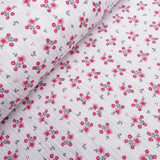 organic 100% cotton double gauze in winterberry floral print White