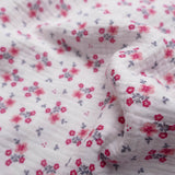 organic 100% cotton double gauze in winterberry floral print White