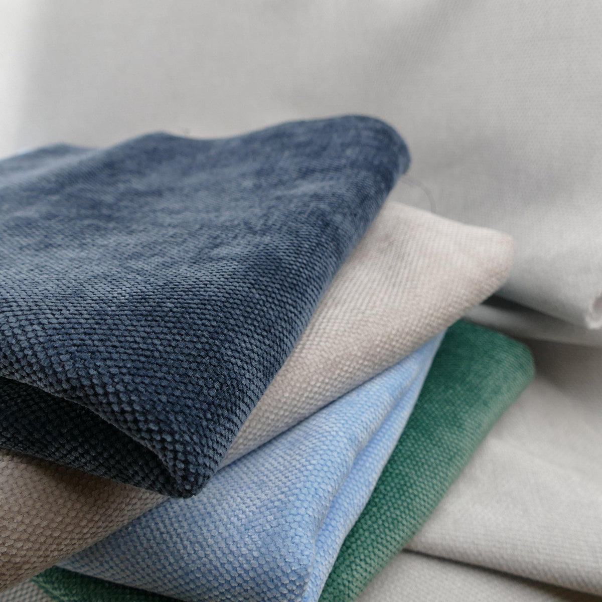 Smooth chenille soft furnishing upcycling fabric Petrol